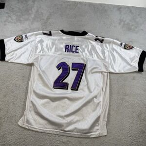 Baltimore Ravens Ray Rice Jersey Mens XL White #27 NFL Reebok Mesh